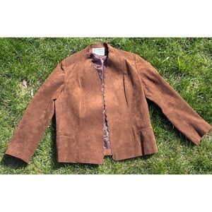 Vintage 70s Gino Rossi Wilson Ultrasuede Scalloped Jacket Brown Size 12 USA Made